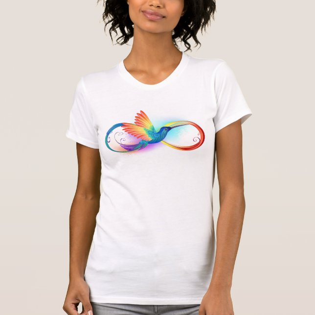 Camiseta Arco-íris Hummingbird com símbolo Infinito (Frente)