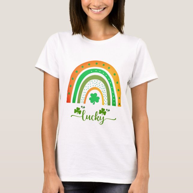 Camiseta Arco-íris Irlandês Sortudo (Frente)