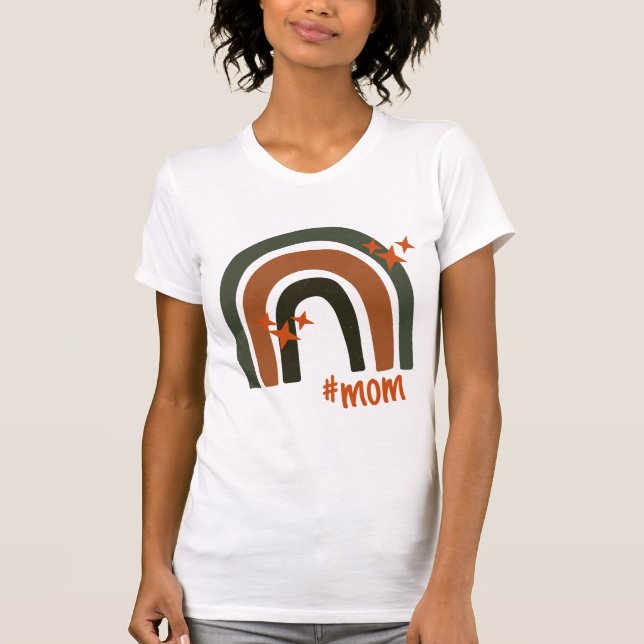 Camiseta Arco-Íris Laranja Verde-Boêmico Personalizado #mãe (Frente)