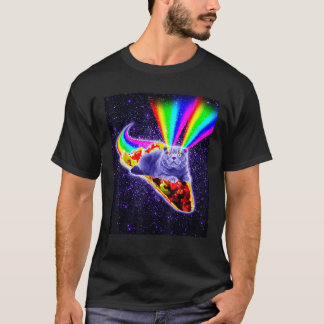 Camiseta Arco-Íris Laser Olhos Galáxicos Gato Andando Taco