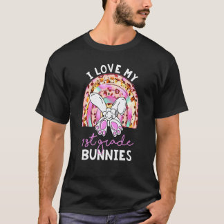 Camiseta Arco-íris Leopardo Eu Amo Meu Professor Coelhinhos