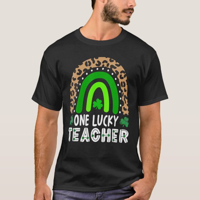 Camiseta Arco-íris Leopardo Um Professor Kinder Sortudo St  (Frente)