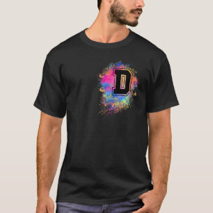 Camiseta Arco-Íris - Letra D Colorida Inicial, Colorida