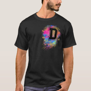 Camiseta Arco-Íris - Letra D Colorida Inicial, Colorida