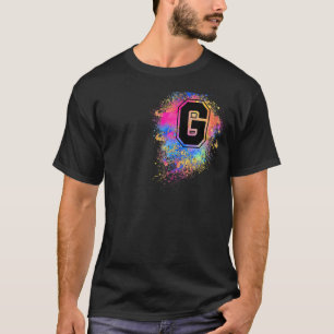 Camiseta Arco-Íris - Letra G Colorida Inicial, Monograma, C