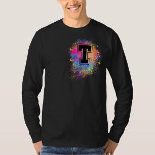 Camiseta Arco-Íris - Letra inicial monograma cor-de-rosa A