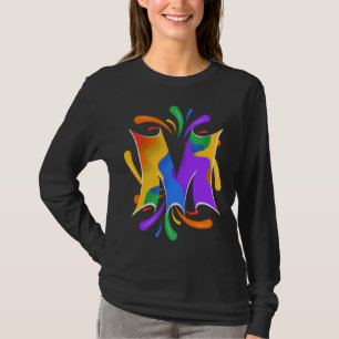 Camiseta Arco-íris - Letra M Monograma Abstrato