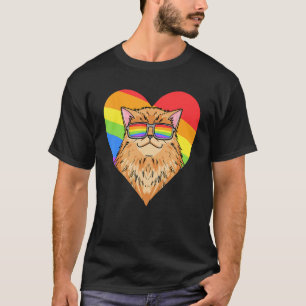 Camiseta Arco-Íris LGBT - Gato Persa - Orgulho gay - Ouvido