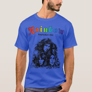 Camiseta Arco-íris longa vida rock roll retrô engraçado
