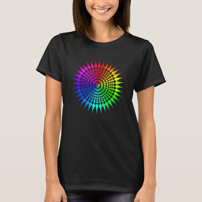 Camiseta Arco-Íris Mandala Lotus Flor Sagrado Geometria Yog (Frente)