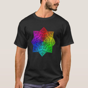Camiseta Arco-Íris Mandala Lotus Flor Sagrado Geometria Yog
