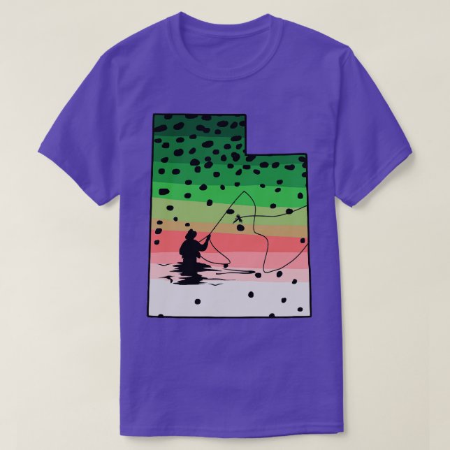 Camiseta Arco-Íris Mosca Peixe Voo Estado De Utah Mosca (Frente do Design)