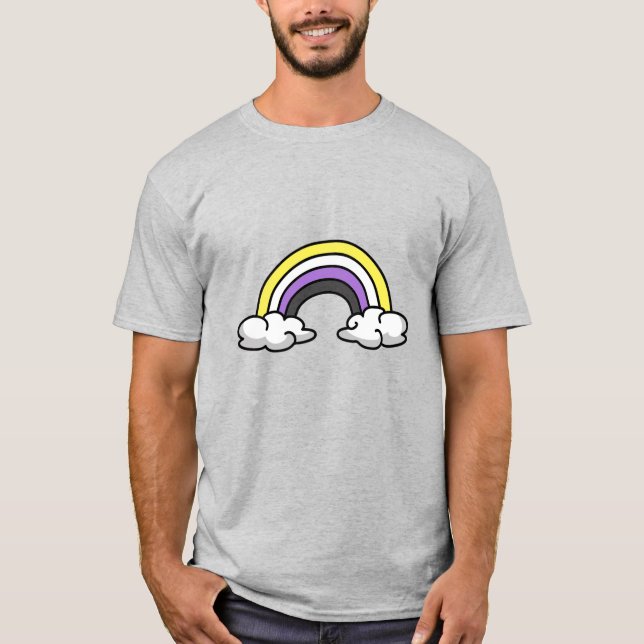 Camiseta Arco-íris Não Binário Fofo (Frente)