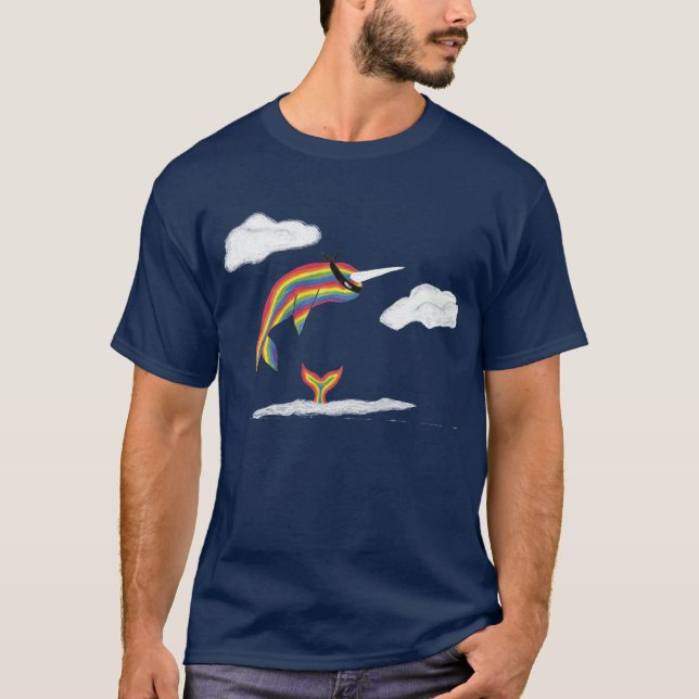 Camiseta Arco-íris Ninja Narwhal (Frente)