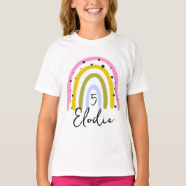 Camiseta Arco-íris Nome Personalizado Número de Aniversário