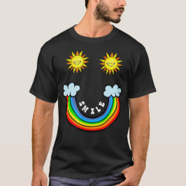 Camiseta Arco-Íris Nuvens Sol Sorrir Acessórios Face Roupa