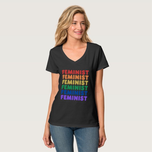 camiseta arco-íris orgulho feminista (Frente Completa)
