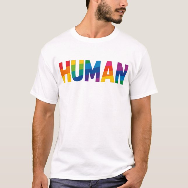 Camiseta Arco-íris Orgulho LGBTQ Humano (Frente)