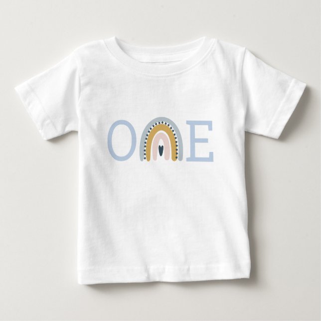 Camiseta arco-íris para bebê do primeiro aniversár (Frente)