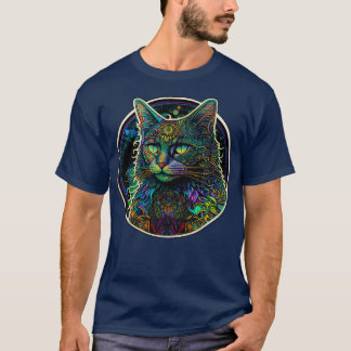 Camiseta Arco-Íris Psicodélico Gato Colorido Kitty de fora