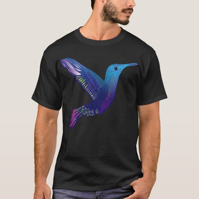 Camiseta Arco-Íris Psicodélico Trippy Hummingbird Visionári (Frente)