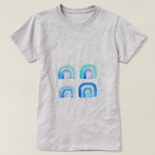 Camiseta Arco-íris retrô azul Pastel
