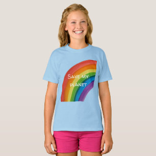 Camiseta ARCO-ÍRIS Salve meu planeta (personalizável)