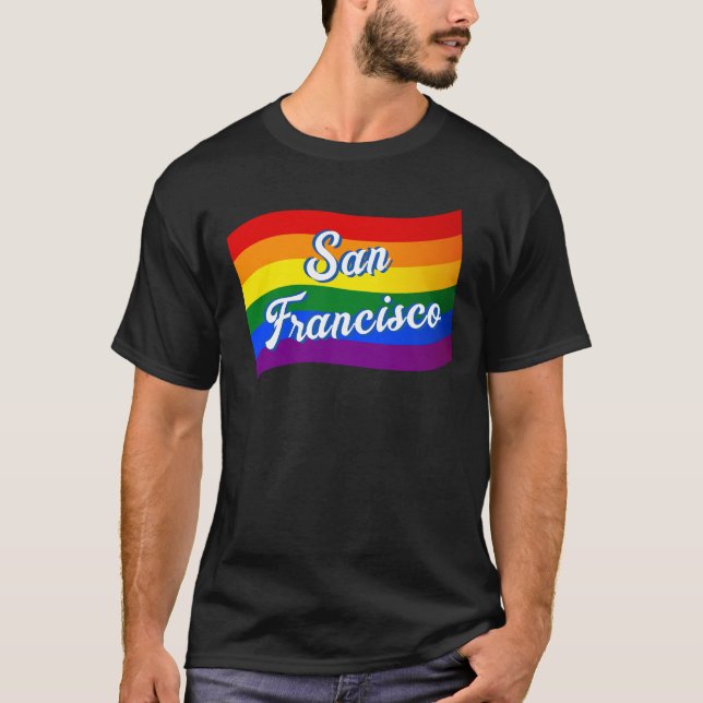 Camiseta Arco-íris San Francisco Orgulho gay LGBTQ (Frente)