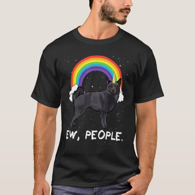 Camiseta Arco-íris Schipperke Ew Pessoas Unicórnio Cachorro (Frente)