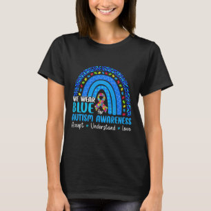 Camiseta Arco-Íris Seja Gentil Tê Vestimos Azul Para Autism