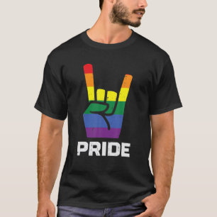 Camiseta Arco-Íris Sinal de Mão Orgulho Punk Gay Flag LGBTQ