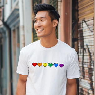 Camiseta Arco-íris Sinalizador Pixel Coração