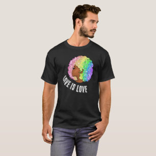 Camiseta arco-íris sobre amor LGBTQ é amor moça negra do or