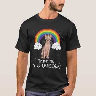 Camiseta Arco-íris Sphynx Confie Em Mim Sou Um Gato Unicórn