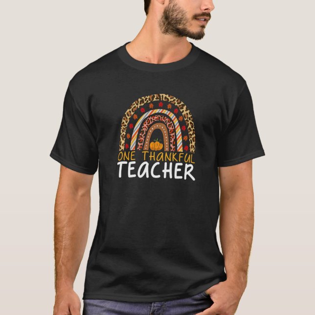 Camiseta Arco-íris Um Professor Grato Leopardo Outono Dia d (Frente)