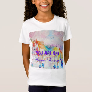 Camiseta Arco-Íris Único Unicórnio Raparigas de Aquarela