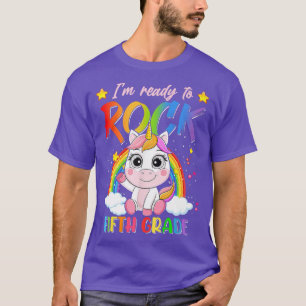 Camiseta Arco-Íris Unicórnio De Volta À Escola Pronta Para