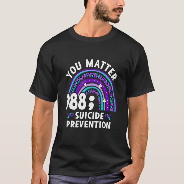 Camiseta Arco-Íris Você Importa 988 Prevenções De Suicídio  (Frente)