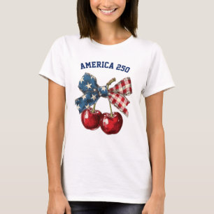 Camiseta Arco Patriótico de Cereja Vintage da Bandeira dos
