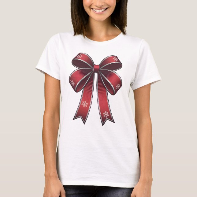 Camiseta Arco Vermelho Coquette Natal Com Flocos De Neve (Frente)