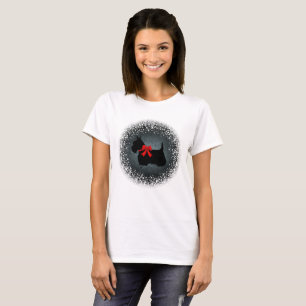Camiseta Arco vermelho escocês Terrier, silhueta, neve, pra