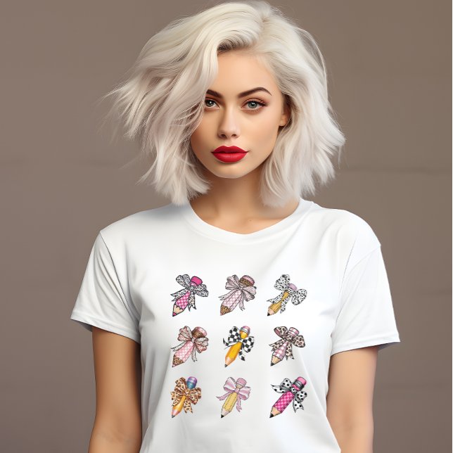 Camiseta Arcos de coquete de professores de volta à rede es (Criador carregado)