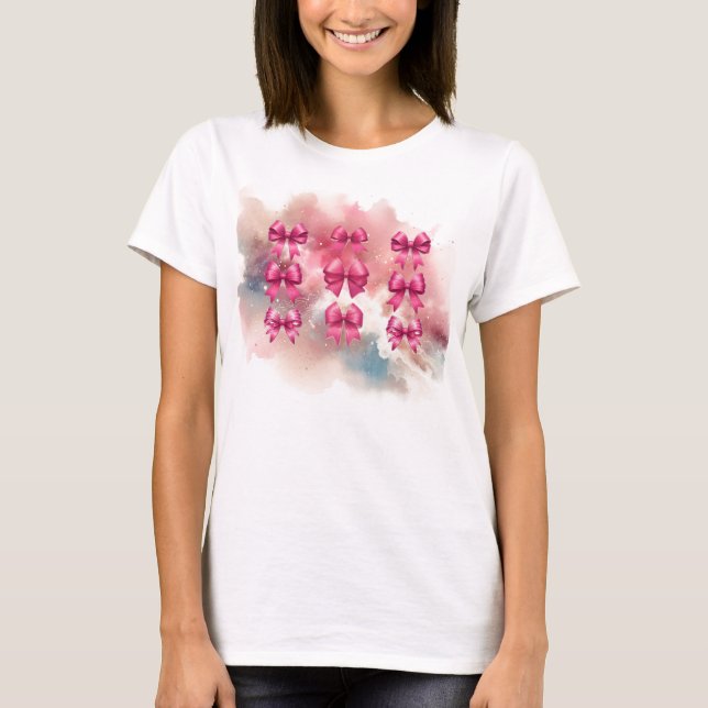 Camiseta Arcos de coquete rosa-quente abstrato (Frente)