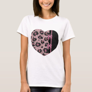 Camiseta ARCOS de Fita de Impressão de Leopardo Rosa-Rockab