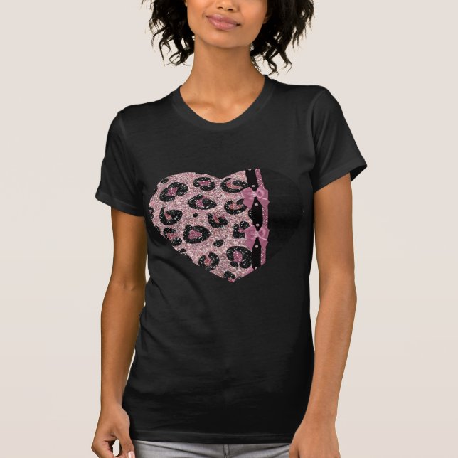 Camiseta ARCOS de Fita de Impressão de Leopardo Rosa-Rockab (Frente)