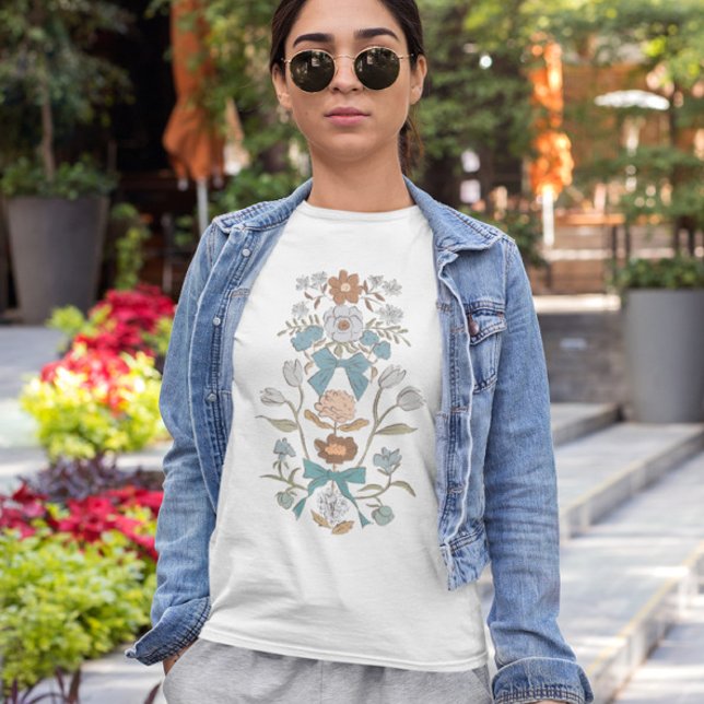 Camiseta Arcos e flores azuis (Criador carregado)