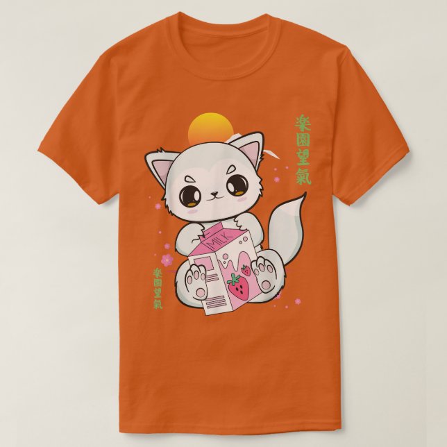 Camiseta Arctic Fox With Strawberry Milk And Boba Tea  (Frente do Design)