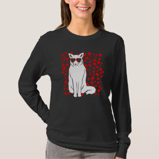 Camiseta Arctic Snow Fox Heart Glasses Valentines Day Anima