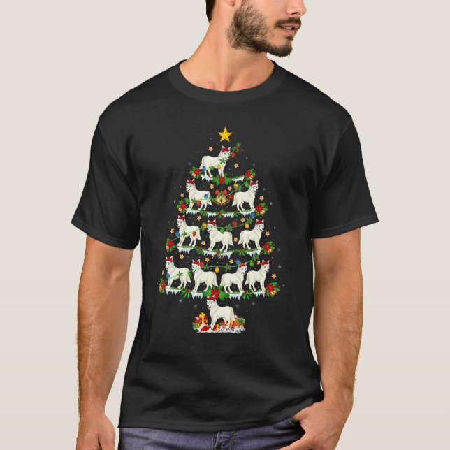 Camiseta Arctic Wolf  Xmas Lights Arctic Wolf Christmas Tre (Frente)