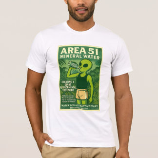 Camiseta Área 51 Aliens de água mineral Roswell da década d